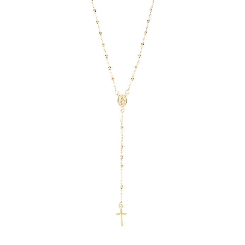 Złoty naszyjnik 585 Różaniec złote koraliki light