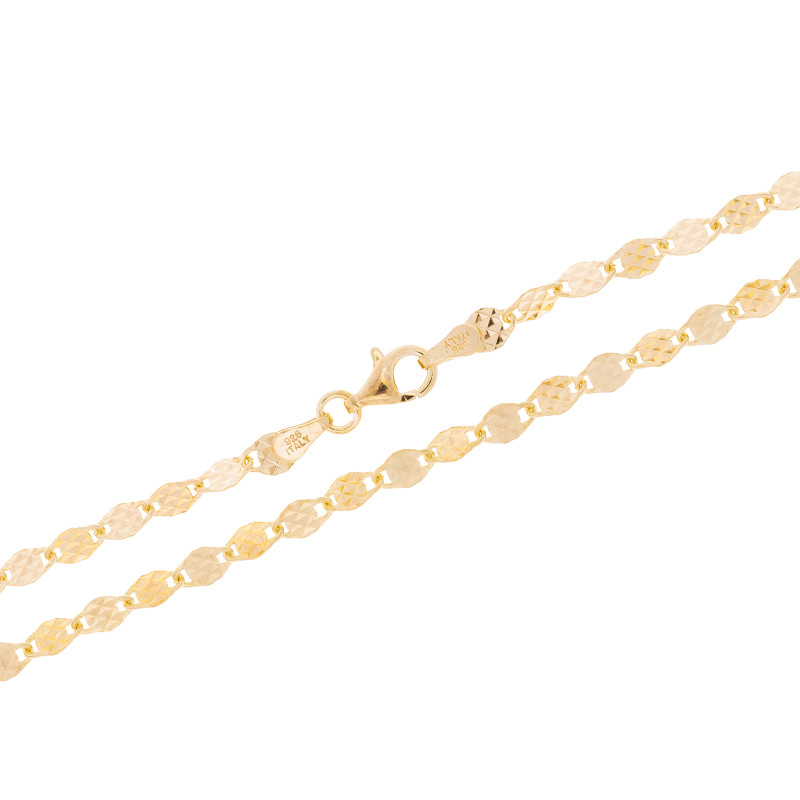 Pozłacany łańcuszek 925 Diamentowane Blaszki 4mm