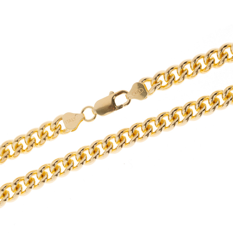 Srebrny Pozłacany łańcuszek 925 Pancerka okrągła 7mm