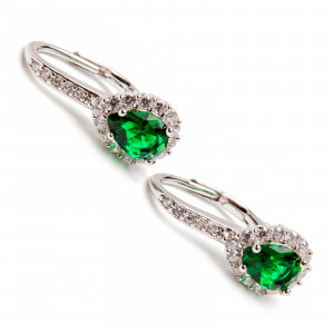 Srebrne kolczyki 925 Zielone Cyrkonie