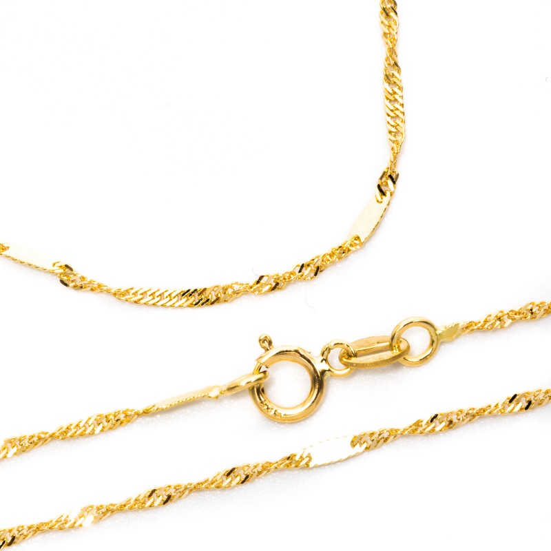 Złoty łańcuszek 585 Singapur blaszki