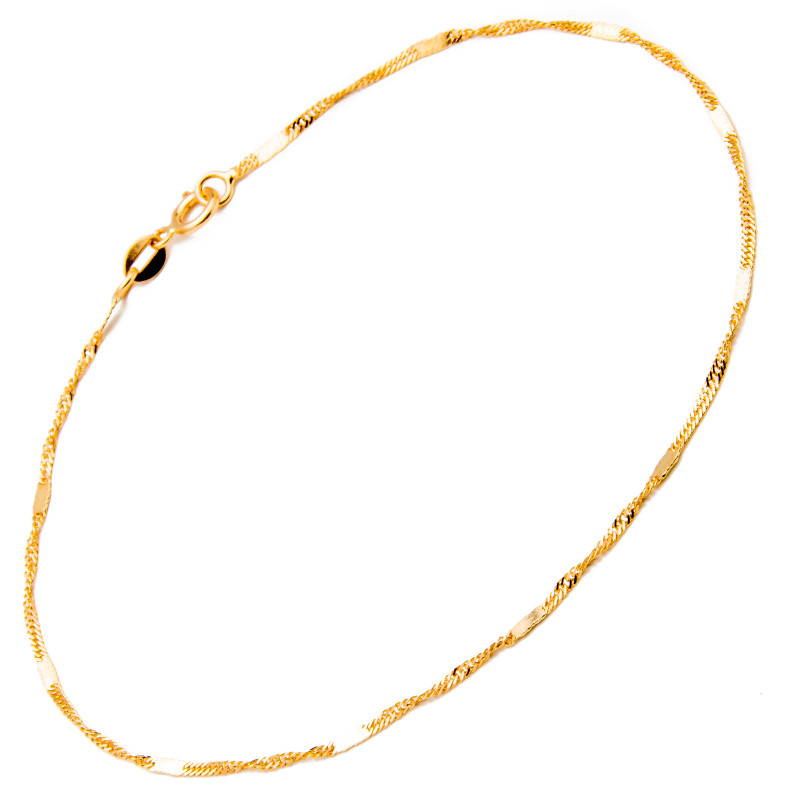 Złota Bransoletka 585 splot Singapur blaszki