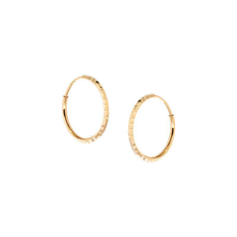 Złote kolczyki 585 Koła zdobione 18 mm