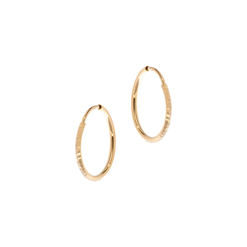 Złote kolczyki 585 Koła zdobione 20 mm