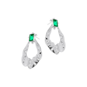 Srebrne kolczyki 925 Zielona Łza