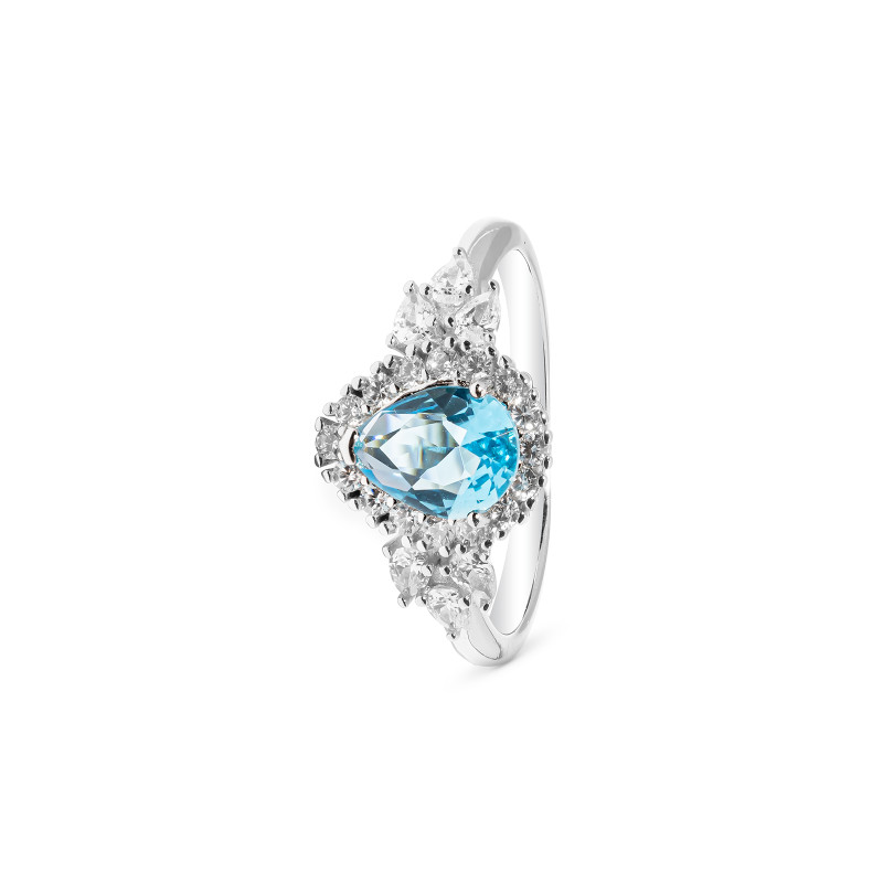 Srebrny Pierścionek 925 Błękitna Elegancja cyrkonie