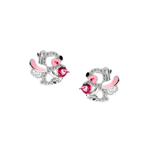 Kolczyki srebrne 925 Błyszczący Stich Angel Cyrkonie dla małej damy PREZENT