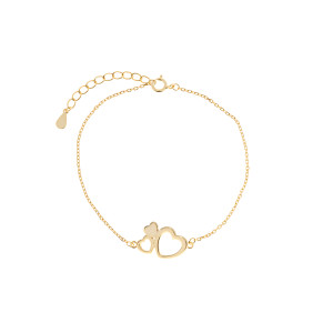 Bransoletka srebrna pozłacana 925 Potrójne Serca