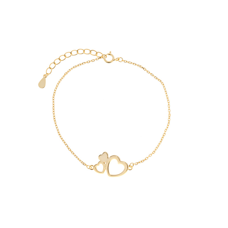 Bransoletka srebrna pozłacana 925 Potrójne Serca