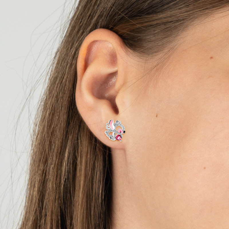 Kolczyki srebrne 925 Błyszczący Stich Angel Cyrkonie dla małej damy PREZENT