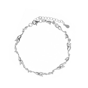 Srebrna bransoletka 925 Faliste Cyrkonie Białe