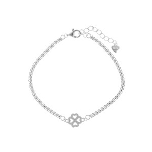 Srebrna bransoletka 925 Ażurowa Koniczyna Cyrkonie