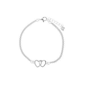 Srebrna bransoletka 925 Splecione Serca