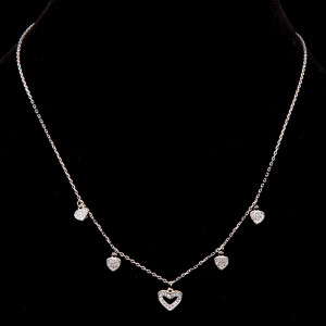 Srebrny naszyjnik cyrkoniowe serca