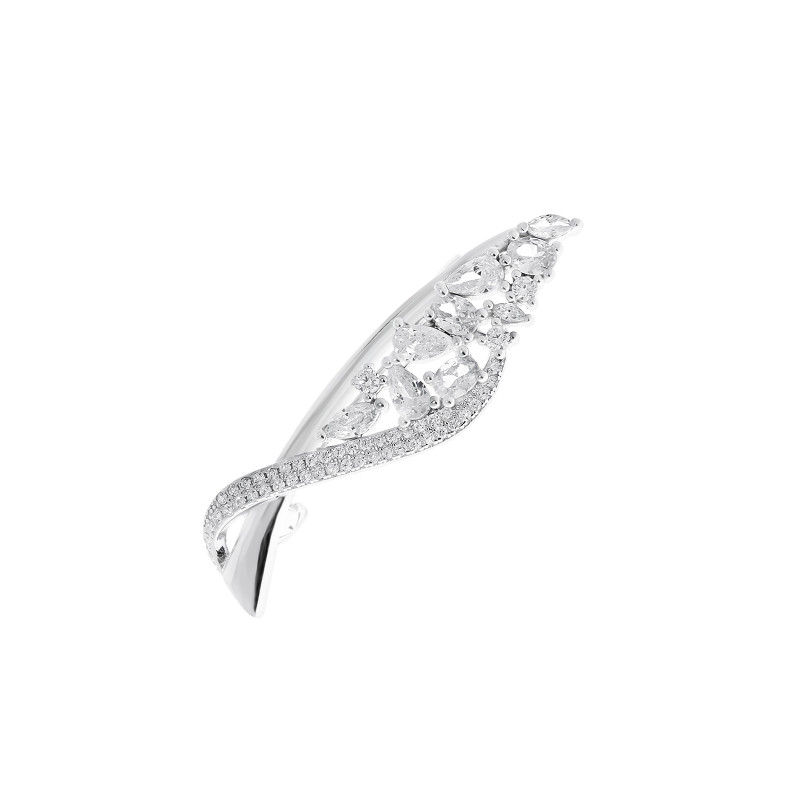 Srebrna Broszka 925 Oplecione Cyrkonie