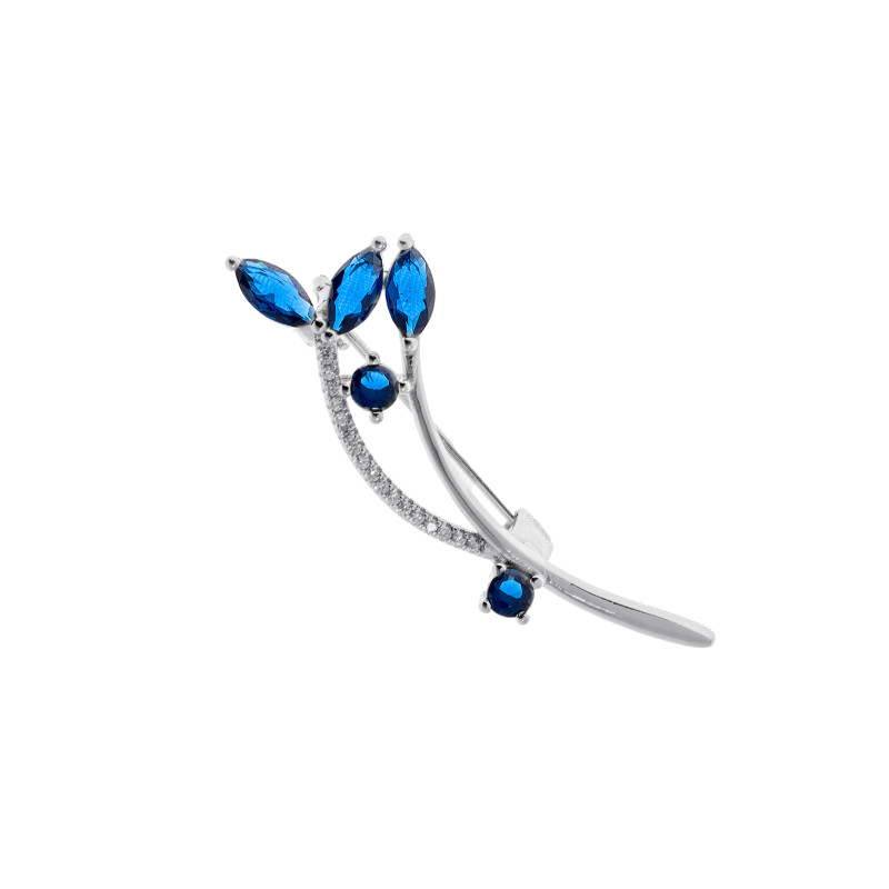 Srebrna Broszka 925 Niebieskie Kwiaty