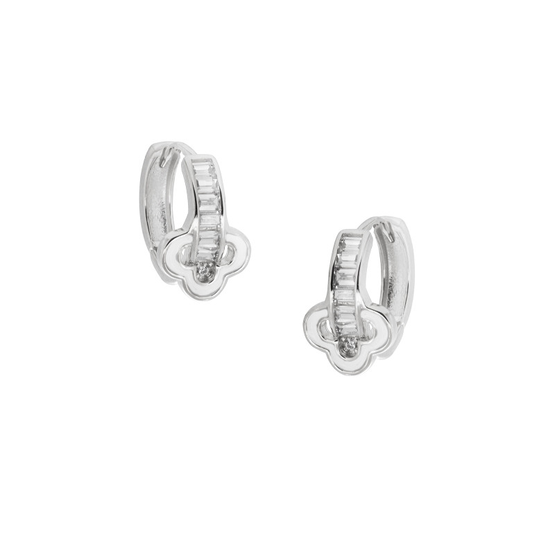 Srebrne kolczyki 925 Biała Koniczynka