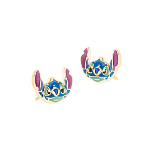 Pozłacane Kolczyki srebrne 925 Uśmiechnięty Stich dla małej damy PREZENT