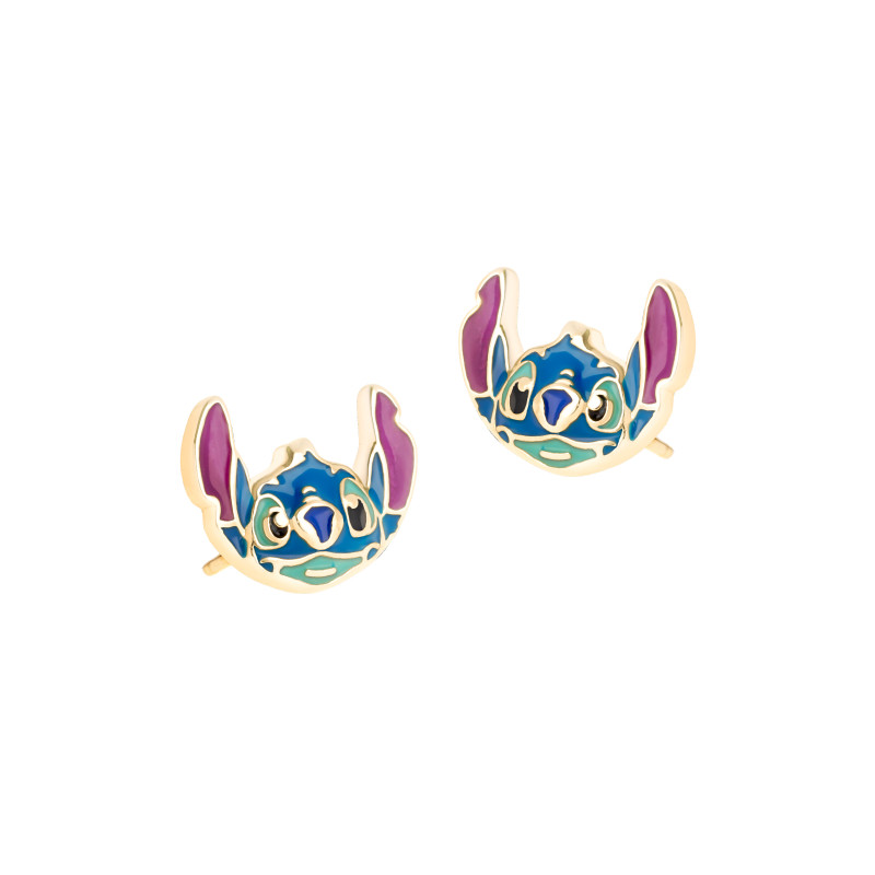 Pozłacane Kolczyki srebrne 925 Uśmiechnięty Stich dla małej damy PREZENT