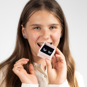 Kolczyki srebrne 925 Uśmiechnięty Stich dla małej damy PREZENT