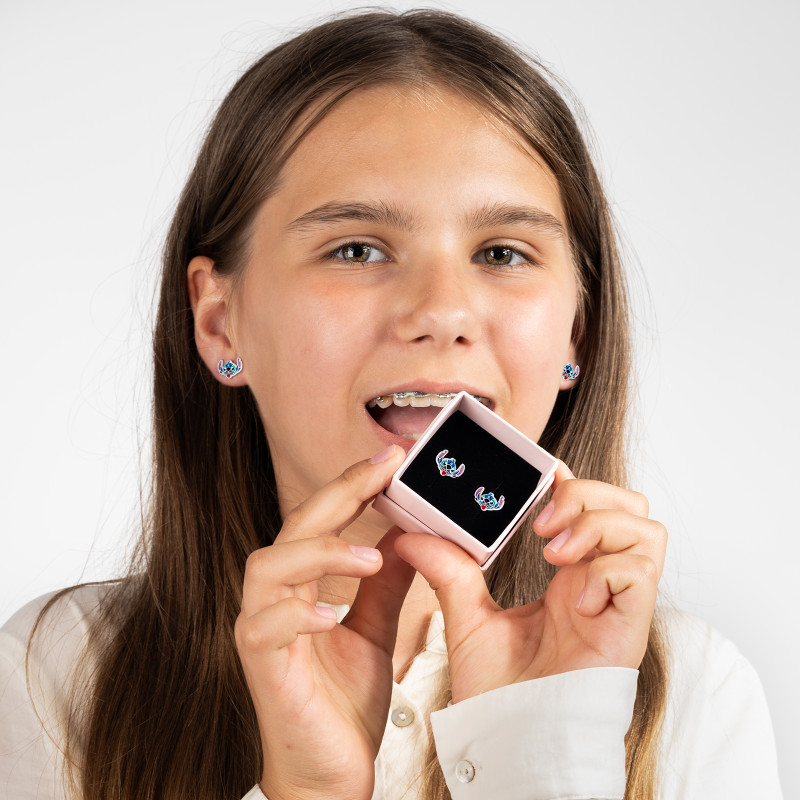 Stich komplet srebrnych kolczyków 925 Stich Szalony & Stich Zdziwiony Sztyft Prezent