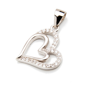 Srebrna zawieszka 925 serca cyrkonie podwójne