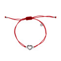 Srebrna 925 bransoletka sznurkowa czerwona Serce połączone z Nieskończonością