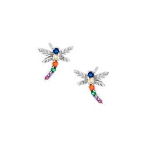 Kolczyki srebrne 925 Ważka kolor dla małej damy