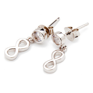 Srebrne kolczyki 925 wiszące nieskończoność