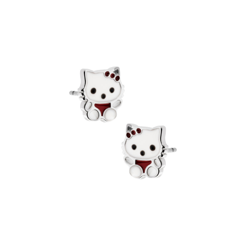 Kolczyki srebrne 925 Biały Kotek dla małej damy