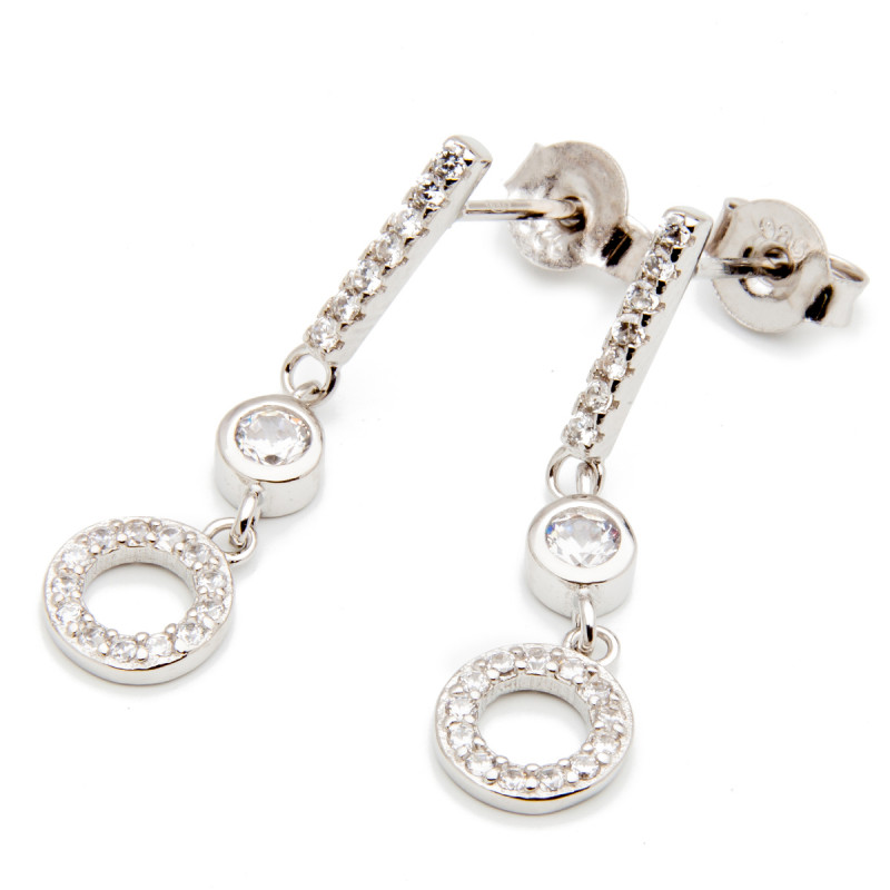 Srebrne kolczyki 925 wiszące kółko na belce