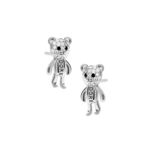 Srebrne kolczyki 925 Miś cyrkonie