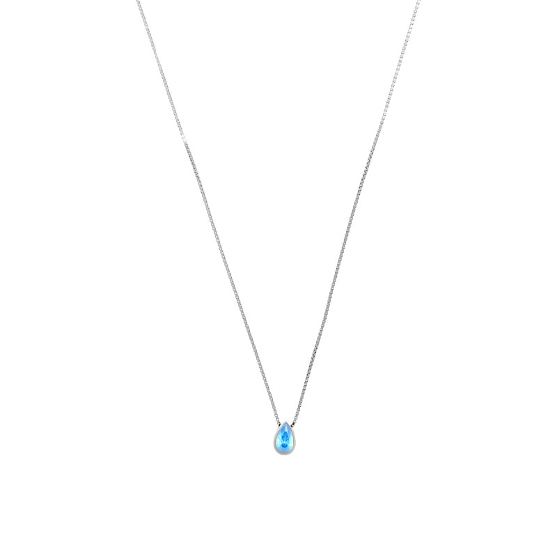 Naszyjnik srebrny 925 Łezka Niebieska Close-up