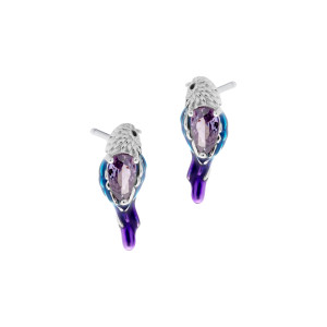 Srebrne 925 kolczyki Kolorowy Ptak