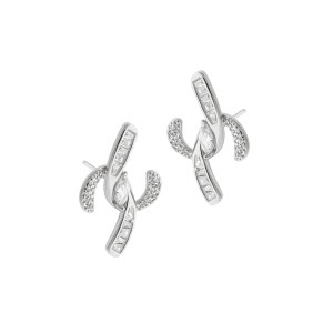 Srebrne 925 kolczyki Plecione z cyrkoniami