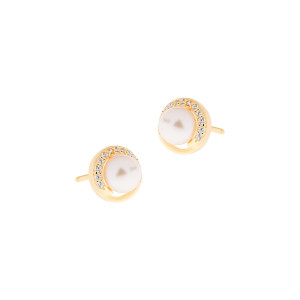 Srebrne 925 pozłacane kolczyki Koła z perłą