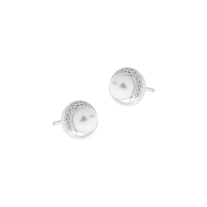 Srebrne 925 kolczyki Koła z perłą