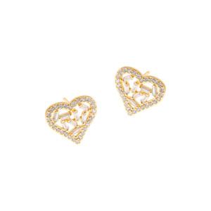 Srebrne 925 pozłacane kolczyki Ażurowe Serce
