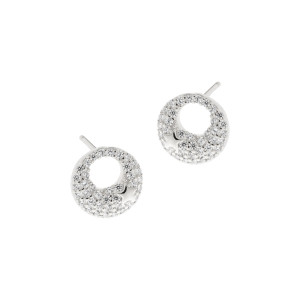 Srebrne 925 kolczyki Koło cyrkonie z gwiazdką
