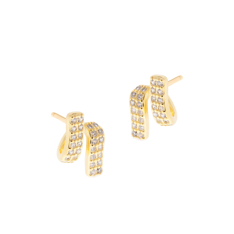 Srebrne 925 pozłacane kolczyki Skręcony pasek cyrkonii