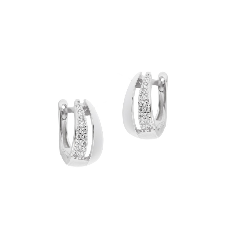 Srebrne Kolczyki 925 Dwie linie zaokrąglony blask