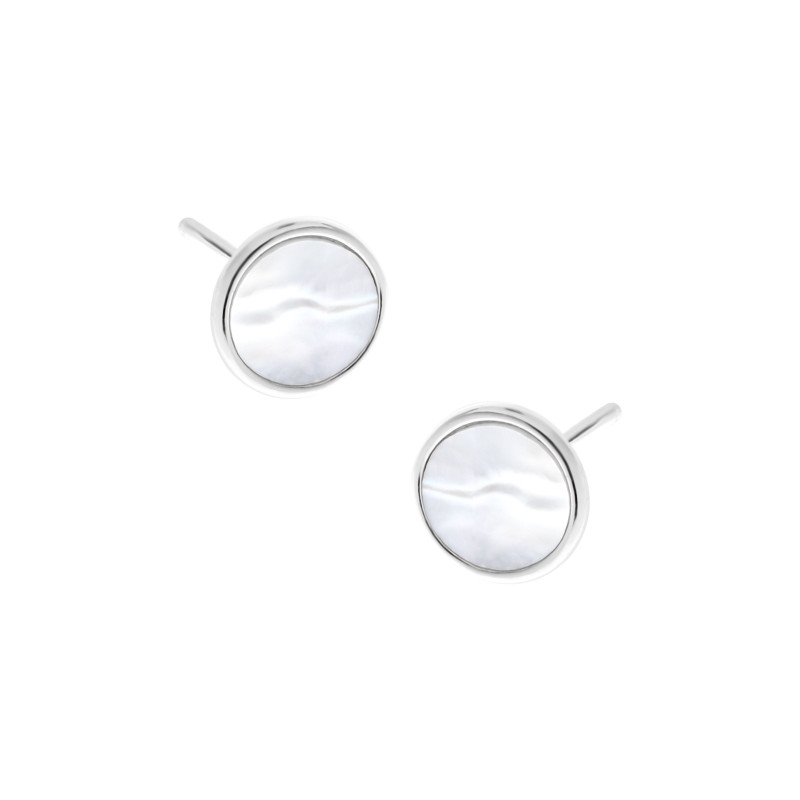 Srebrne kolczyki 925 Koła z masą perłową