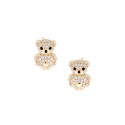Złote kolczyki 585 Miś różowe serce
