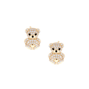 Złote kolczyki 585 Miś cyrkonie