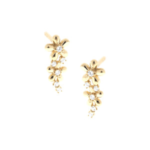 Złote kolczyki 585 Kwiaty cyrkonie
