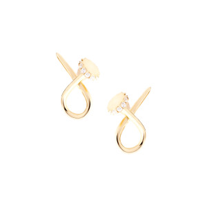 Złote kolczyki 585 Skręcony Gwóźdź cyrkonie