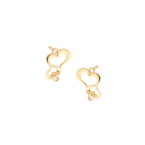 Złote kolczyki 585 Dwa Serca