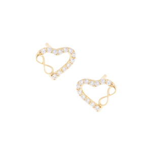 Złote kolczyki 585 Serce nieskończoność