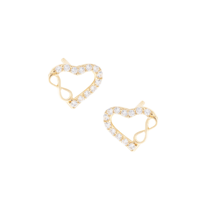 Złote kolczyki 585 Serce nieskończoność