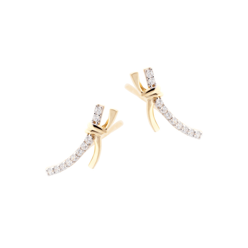 Złote kolczyki 585 Splecione cyrkonie